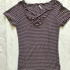 Striped cross cross top